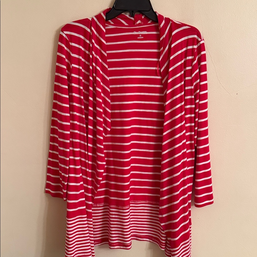 NWOT Kim Rogers Red and White Striped Cardigan